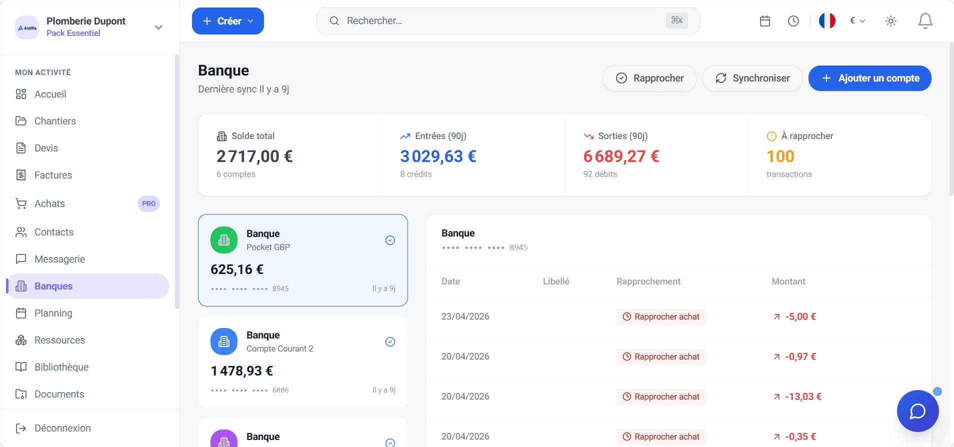 Connexion bancaire & Encaissements